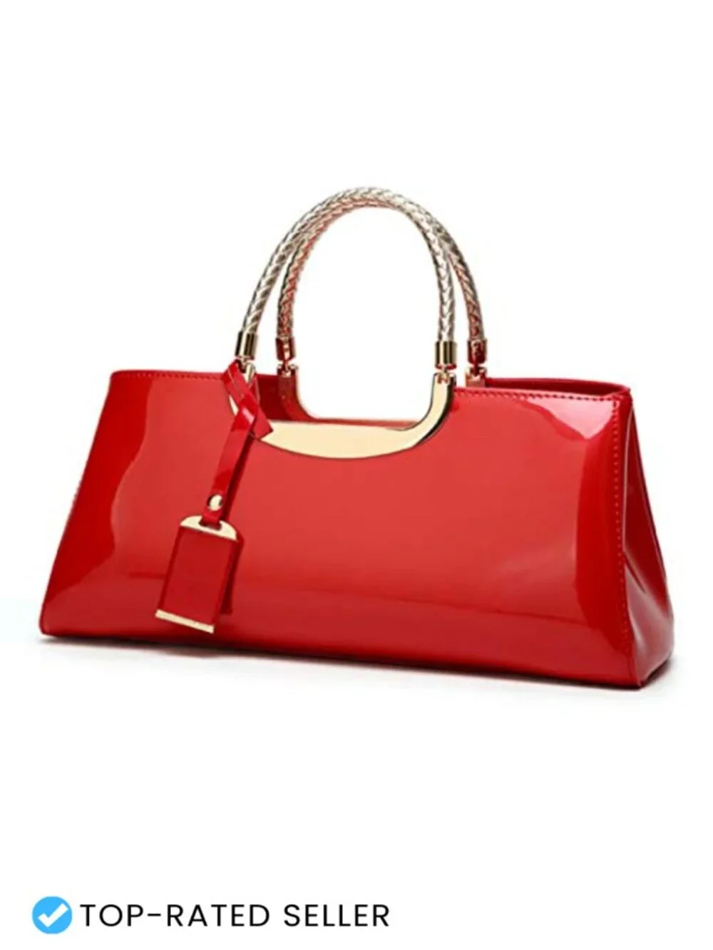 Patent Leather Structured Shoulder Handbag Women Evening Party Satchel